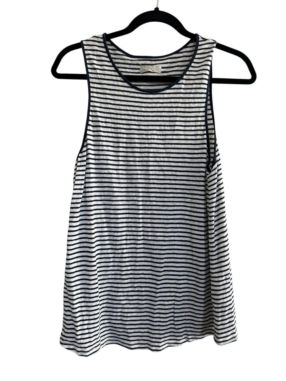 Outerknown Striped Linen Sleeveless Tank Navy Blue White Women’s Small #NE117